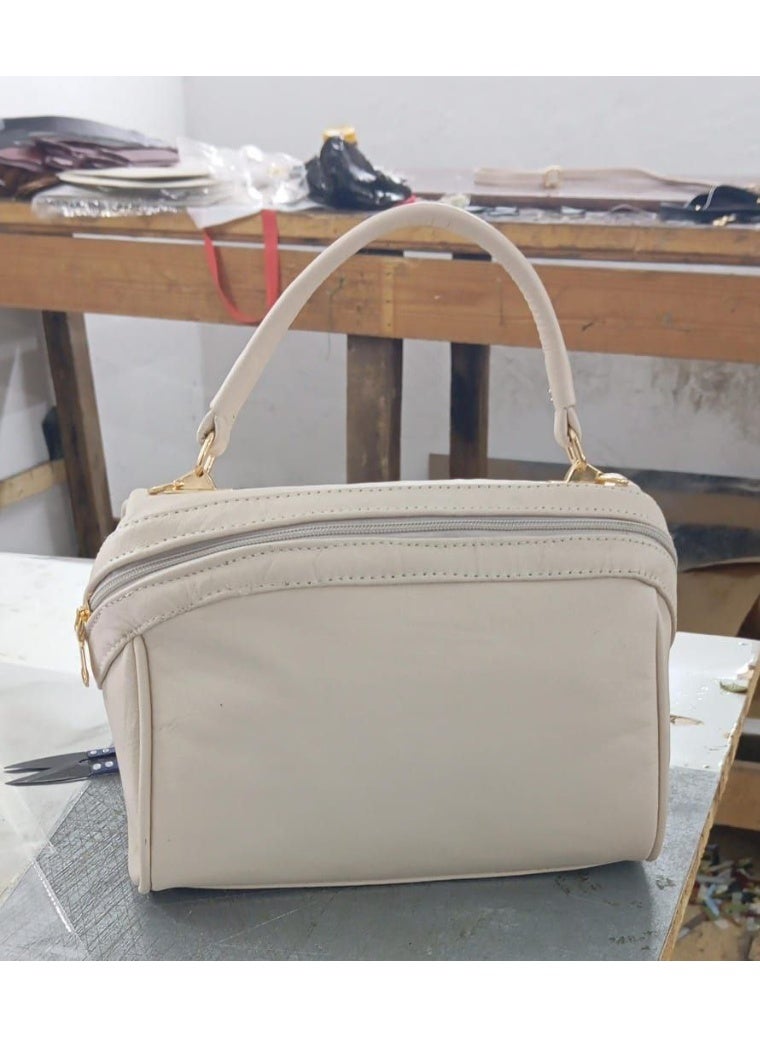 Naturali Handmade Genuine Leather Women’s Bag in Beige Color - Image 4